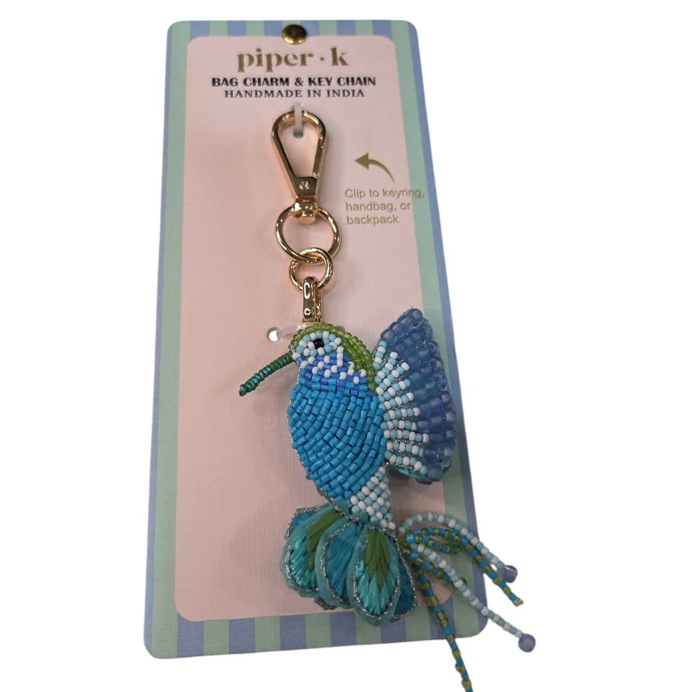 💙▪️Piper k ▪️Blue UK Exclusive Beaded Humming Bird Keychain Or Bag Charm